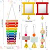 6 Pieces Chicken Toys for Coop, Chick Toys, Chicken Mirror Toy with Bells, Hen Chicken Xylophone Toy with 8 Metal Keys, Parrot Grinding Stone, Sepak Takraw Toy, Dangling Bird Toy