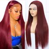 Amarlis Wine Red Lace Front Wigs for Women, Pre Plucked Ready to Wear HD Glueless 13x5x1 Lace Front Synthetic Wigs for Daily Use(Wine Red)