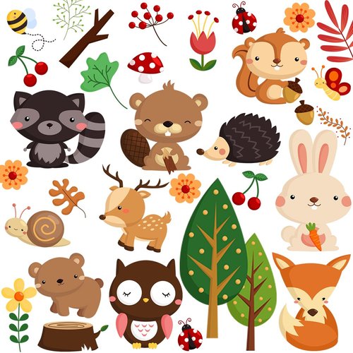 DEKOSH Kids Wild Safari Animal Wall Stickers for Nursery Decoration | Jungle Theme Peel & Stick Owl Woodland Nursery Wall Decals for Baby Playroom Decor