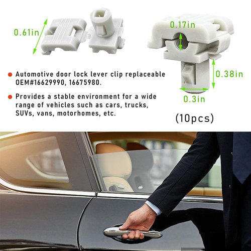 Dickno 10 PCS Car Door Lock Rod Clips, Tailgate Handle Rod Retainers Fit 5/32" Rod, Door Lock Latch Clips Replace OEM 16629990 16675980, Tailgate Lock Clips for F150 F250 F350