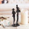 DreamsEden Rustic Family Figurines, Cast Iron Art Home Decoration Statue with Gift Card for Anniversary Birthday (Family of Four Carrying)