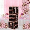 Eiurteao 3pcs 16th Birthday Decorations Boxes for Girls, Rose Gold Happy 16 Birthday Balloons Boxes Party Supplies, Sweet Sixteen Bday Theme Cardboard Box Decor