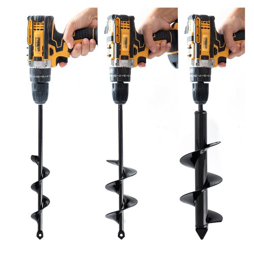 VASGOR Set 3 (1.6x12", 2.6x12", 3.5x12") Auger Drill Bit for Planting - Easy Planter Garden Auger - Bulb & Bedding Plant Augers - Posthole Digger for 3/8” Hex Drive Drill