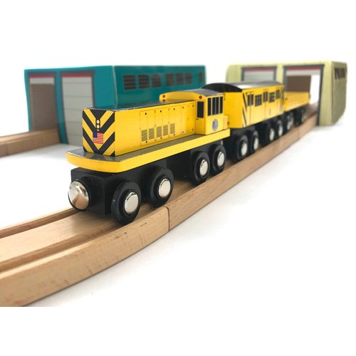 MUNI PALS Munipals New York City Subway Wooden Railway Work Train and Sheds Set–Child Safe and Tested Wood Toy Trains
