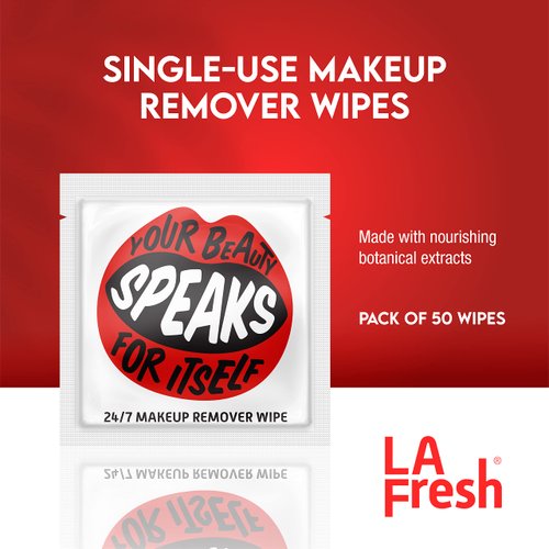 La Fresh 24/7 Makeup Remover Wipes, Easily Remove Waterproof Makeup and Moisturizing, Pack of 50 Individually Wrapped Wet Wipes, Skincare Travel Essentials