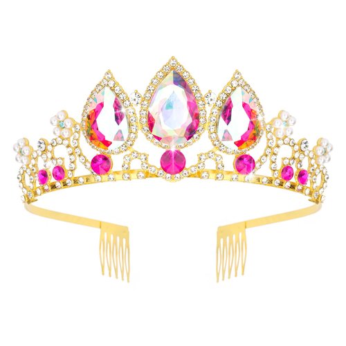 CIEHER Rapunzel Crown for Girls Princess Crown Princess Tiara, Birthday Girl Crown Multicolored Crown for Birthday Party Mermaid Cosplay Crown for Girls