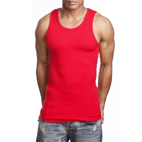 PRO 5 Men's A-Shirt Muscle Tank Top Gym Work Out Super Thick 3 Pack (Small, Red)