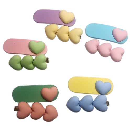 LINAYOHA 10Pcs Macaron Hair Clip for Girl Women Matte Candy Color Resin Small Snap Love heart shape Alligator Hair Pins Barrettes Gift for Decorative Party