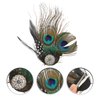 Veemoon 3pcs Butterfly Faux Peacock Feather Hair Clip with Artificial Pearl Rhinestones for Women, Bridal & Wedding Party