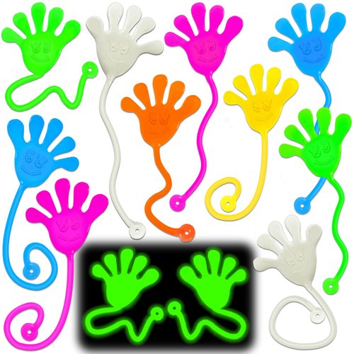 29PCS Glow in Dark Sticky Hands Bulk Party Favors for Kids Stretchy Sticky Fidget Toy Christmas Goodie Bag Stocking Stuffers Pinata Fillers Treasure Box Toys Classroom Prizes Birthday Supplies