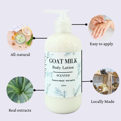 Nature Skin Shop Goat Milk Shea Body Lotion, Eczema Relief and Anti-aging (Unscented)