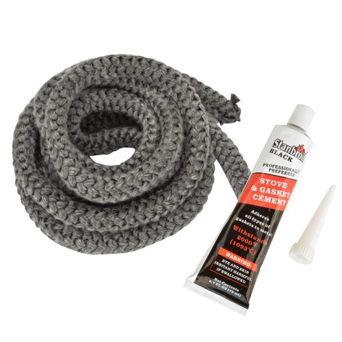 Stanbroil Wood Stove Gasket, 1/2" x 84" Graphite Impregnated Fiberglass Rope Seal and High-Temperature Cement Gasket Kit Replacement for Wood Stoves Door