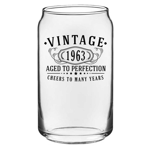 Vintage 1963 Printed 16oz Can Glass - 61st Birthday Gifts for Women Men - Cheers to 61 years old ...