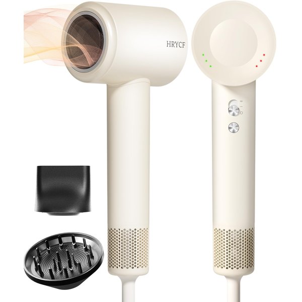 Hair Dryer, 160000RPM Professional High-Speed Blow Dryer 2 Billion Negative Ionic Care Hair Dryer for Fast Drying, 5 Temp/2 Speeds, Low Noise Thermo-Control, Travel with Magnetic Diffuser & Nozzle