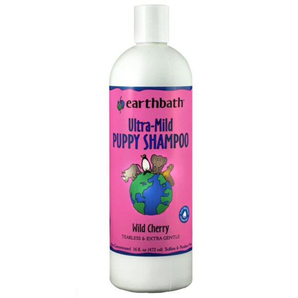 earthbath, Ultra-Mild Wild Cherry Puppy Shampoo - Extra Gentle & Tearless Dog Shampoo, Made in USA, Deodorizing Dog Wash, Cruelty Free Puppy Supplies, Shampoo for Smelly Dogs - 16 Oz (1 Pack)