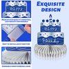 12 Pcs Happy Birthday Decorations for Men Blue Silver Honeycomb Centerpieces Party Supplies Paper Centerpiece Table Decorations Royal Table Centerpieces for Boys, Kids Party