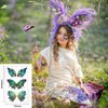 12 Sheets Butterfly Temporary Tattoos Sticker Green Peacock Wings Feather Pattern Waterproof Decal Women Face Eye Makeup Art Party Supplies