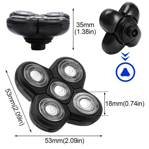 5 Head Shaver Heads, 2PCS Shaver Blade Heads Shaver Replacement for Electric Razor Shaving Bald Tool, Head and Face Electric Razor Shaver Head, Not Fit for Remington Razors and Skull Rotary Razors