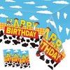 USERTEN 3PC Cartoon Toy Blue Sky Disposable Tablecloths 108x54 Inches It's a Boy's Story Theme Kids Happy Birthday Party Cake Table Decor Covers Toddlers Birthday Decorations