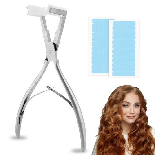 Tape in Hair Extension Pliers Hair Extension Tools, Stainless Steel Flat Surface Sealing Hair Extension Plier Hair Extensions Styling Hair Pliers With 2 Hair Extension Tape
