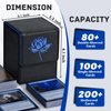 ZLCA Card Deck Box for MTG Cards with 2 Dividers, Card Storage Box Fits 100+ Single Sleeved Cards, PU Leather TCG Card Deck Case Holder for Magic Commander Yugioh (Black&Blue,Lotus)