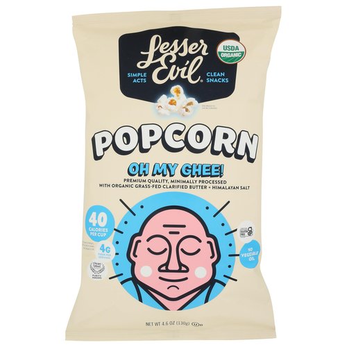 LesserEvil Oh My Ghee Organic Popcorn, 5 Oz