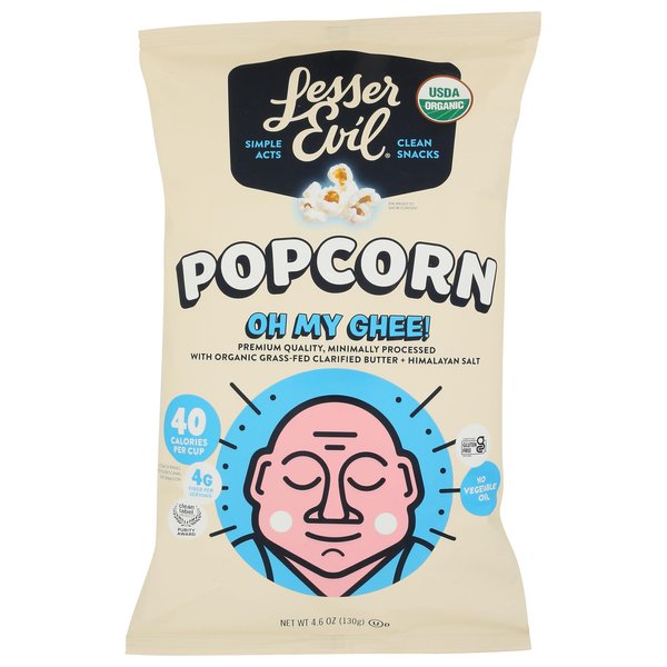 LesserEvil Oh My Ghee Organic Popcorn, 5 Oz