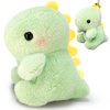 Fat Dinosaur Stuffed Animals, Dino Kawaii Plush Toy for Girls and Boys, Soft Dinosaur Plush Toys Keychain, Small Dinosaur Plushies, Mini Stuffed Animal for Kids, Goodie Bag Stuffers (Light Green)