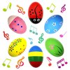 Wooden Easter Egg Shakers Baby Easter Maracas Easter Eggs for Baby Kids Musical Instruments Early Learning Toys, 6 Pcs
