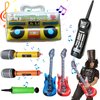 80s 90s Party Decorations,Inflatable Radio Retro Inflatable Fake Phone Rock Inflatable Guitar Inflatable Microphone Props Set with 1 Hand Pump, Hip Hop Party, Christmas Birthday Party Supplies (7pcs)