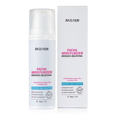 RAZUYEN Redness Relieving Daily Facial Moisturizer, Soothing Face Repair Cream for Dry and Sensitive Skin, Panthenol Cream, Fragrance Free, Non-Comedogenic, 1.7 Oz