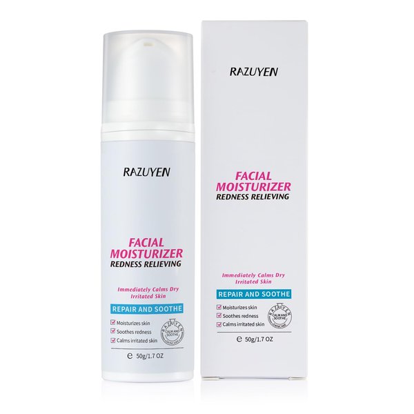 RAZUYEN Redness Relieving Daily Facial Moisturizer, Soothing Face Repair Cream for Dry and Sensitive Skin, Panthenol Cream, Fragrance Free, Non-Comedogenic, 1.7 Oz