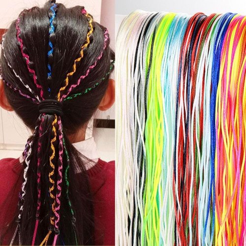 Leadigol 50PCS Hair Braids Assorted Gradient Color, Colorful Hair Wrap String DIY Girl Braid Hair Accessories,5 Sets Styles Hair Braiding String Colorful String For Hair