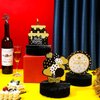 Skylety 6 Pcs Happy Birthday Party Decorations Black Gold Table Toppers Party Supplies Birthday Honeycomb Table Centerpieces Reusable Elegant for Men and Woman Birthday Party Supplies