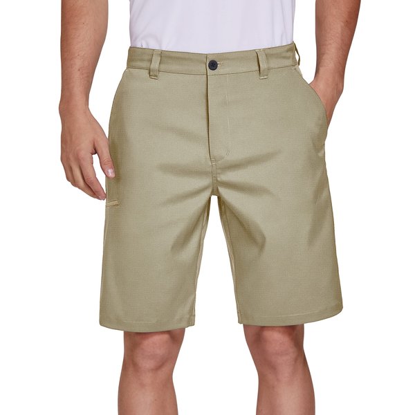 PULI Men's Hiking Shorts Stretch Golf Casual Chino Hybrid Dress UPF Lightweight Quick Dry with Pockets Tan 32