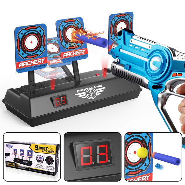 Electronic Digital Scoring Target for Nerf Guns N-Strike Elite Mega Rival Series, Auto Reset Game Light Sound Effect Shooting Soft Bullet Gun Targets, Ideal Gift Toy for Kids Boys Girls (Only Target)