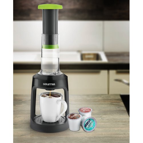 Gourmia GKCP135 Manual Coffee Brewer - Single Serve Manual Hand French Press Coffee Maker - No Electricity - Brew Coffee Anywhere - Green