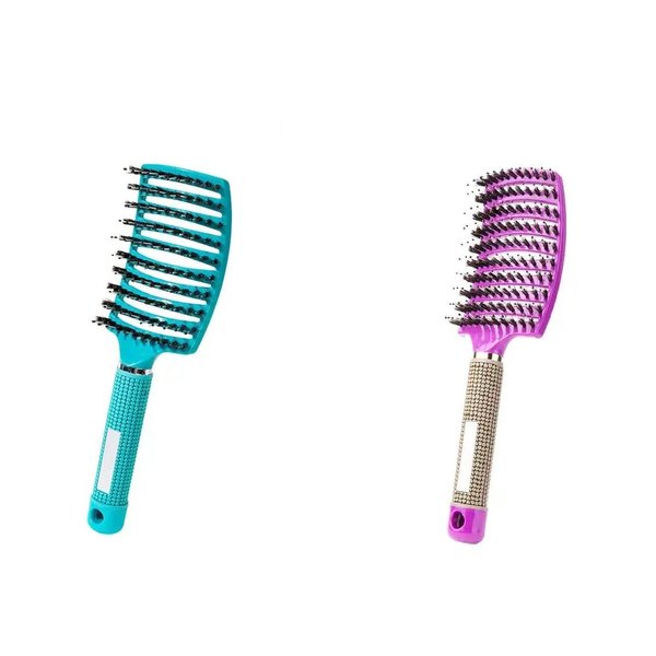 HairBrusher Wet & Dry No Pull Curved Vented Hair Brush, Styling Magical Brush Detangler for Kids & Women Can Adds Shine & Smooth Curly Thick Hair (Aqua+Purple)