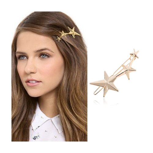 Iaceble Boho Star Hair Clip Pin Metal Star Hair Barrette Clip Gold Star Side Clip Hairpin Three Star Head Clips Decorative Hair Accessories for Women and Girls Headdress