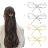 Bow Bobby Pins for Women Girls Gold silver Hair Bow Clips Small Hollow Hair Barrettes for Women Girls Hairpins 4pcs Cute Girls Hair Accessories Blonde Bobby Pins for Fine Thin Hair Bow Clip
