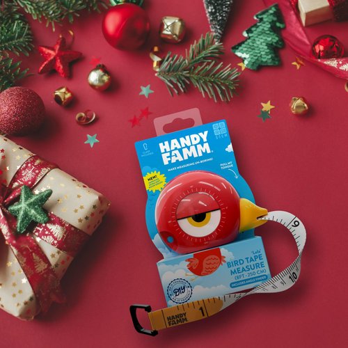Handy Famm 8Ft Animal-Shaped Kids Tape Measure, Level & Protractor Angle Finder, Fun Educational Children's Tape Measure, Small Measuring Tape for Learning Early Math Skills, Ages 5+, Red Bird