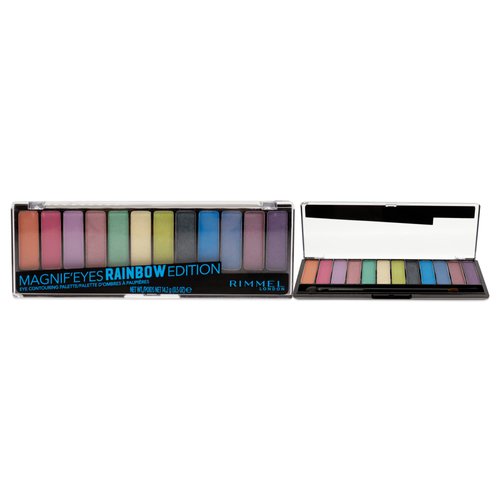 Rimmel London Magnif'Eyes Eyeshadow Palette, 12 Shades, Blendable Formula, Versatile, 011, Rainbow, 0.5oz