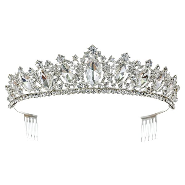 Samky Silver Bridal Rhinestone Tiara Crown Wedding Headpiece with Crystal Bride's Hair Accessories