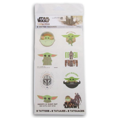Fun Temporary Tattoos - the Mandalorian (the Child) - 8 Cute Square Temporary Tattoos