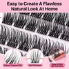 Miuffue Lash Clusters 72 PCs Cluster Lashes DIY Eyelash Extensions Super Thin Band Soft Mixed Tray Wispy Individual Lashes Eyelash Clusters (Fluffy, C-8-16mix)