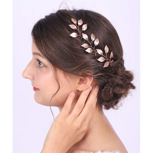 Anglacesmade Bridal Hair Pins Leaf Bobby Pins Leaf Vine Branch Pins Wedding Hair Accessories Bridesmaid Hair Vine for Women and Girls (Gold)