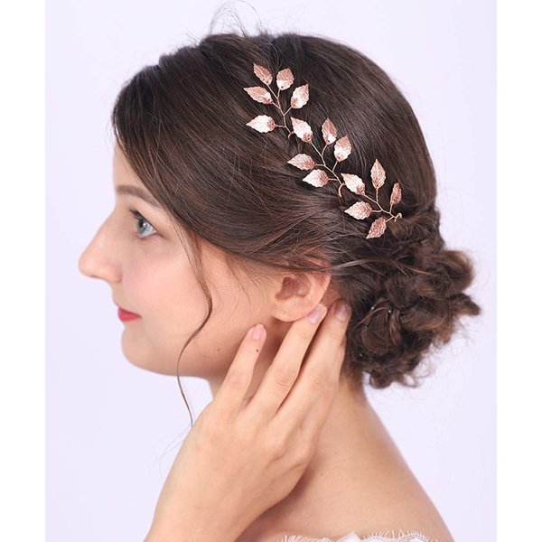 Anglacesmade Bridal Hair Pins Leaf Bobby Pins Leaf Vine Branch Pins Wedding Hair Accessories Bridesmaid Hair Vine for Women and Girls (Gold)