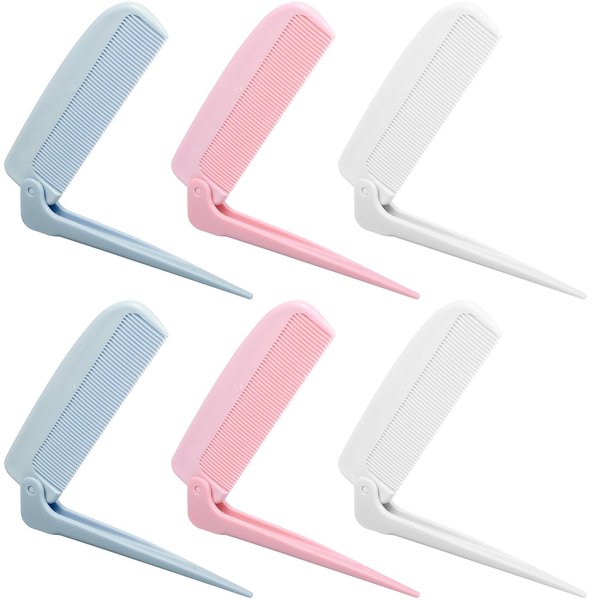 6Pcs Folding Comb Foldable Wheat Straw Travel Comb Set Hair Stylist Combs Rat Tail Folding Styling Combs for Women Men