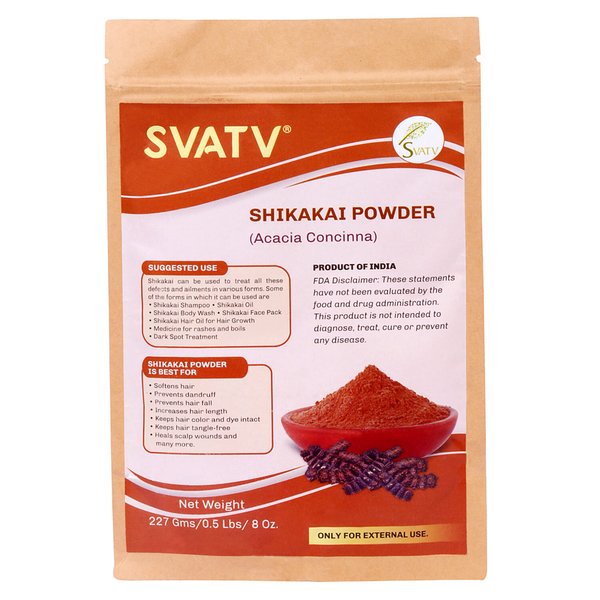 SVATV Shikakai Powder Acacia Concinna Natural Hair Growth & Ayurvedic Hair Mask Strengthens And Repairs Damage Hair For Men And Women Natural Hair Care Products - 227g 8oz, Half Pound