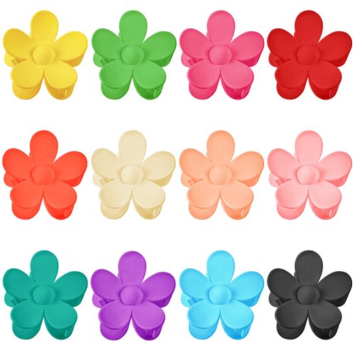 12 Pcs Flower Hair Clips, Nonslip Flower Hair Clip for Women Girls, 12 Colors Flower Claw Clips f...